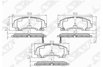 1 199 р. Комплект передних тормозных колодок SAT  INFINITI Q50  V37 (2013-2021), Nissan X-trail  3 T32 (2013-2018)  с доставкой в г. Санкт‑Петербург. Увеличить фотографию 1