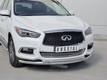 19 799 р. Защита переднего бампера (2 трубыØ63 и 42 мм, нержавейка) Russtal INFINITI QX60 L50 рестайлинг (2016-2021)  с доставкой в г. Санкт‑Петербург. Увеличить фотографию 1