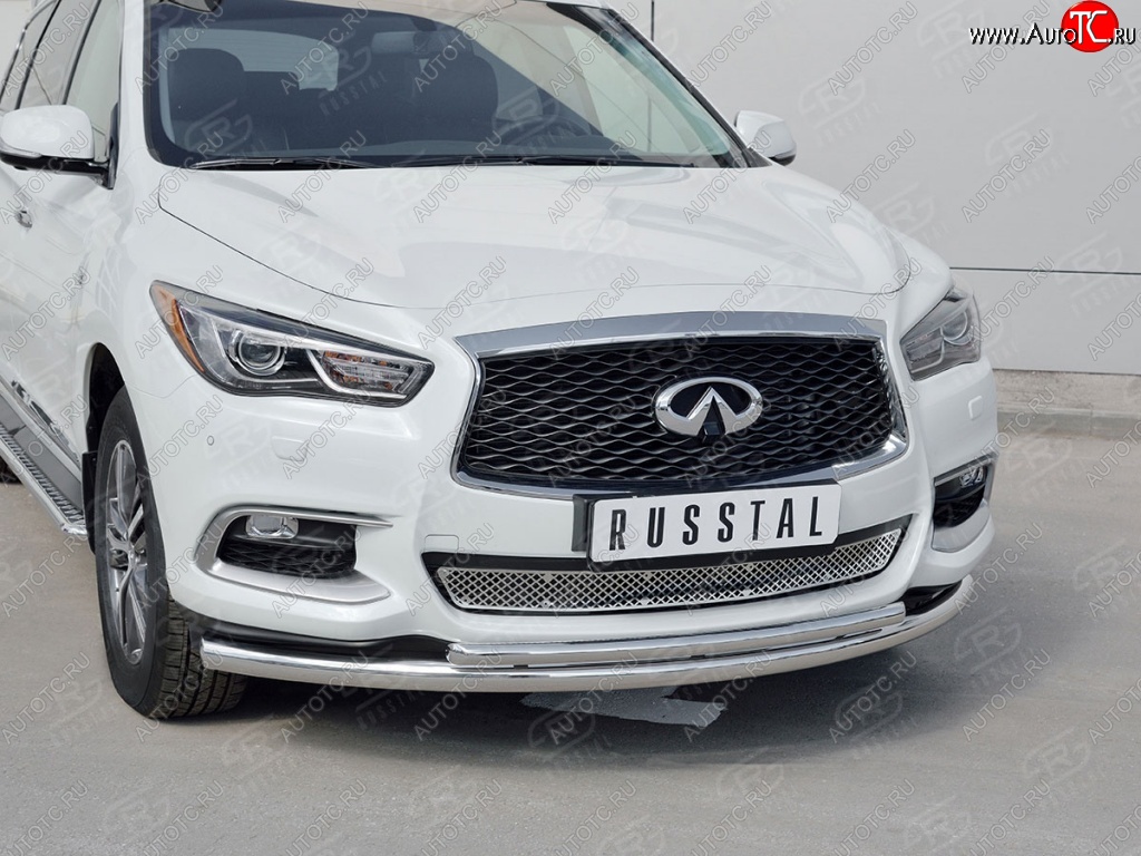 19 799 р. Защита переднего бампера (2 трубыØ63 и 42 мм, нержавейка) Russtal INFINITI QX60 L50 рестайлинг (2016-2021)  с доставкой в г. Санкт‑Петербург