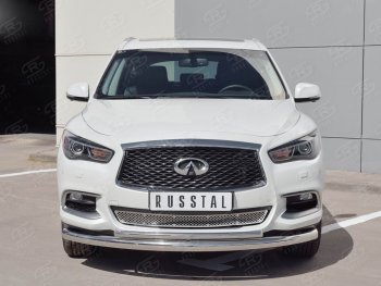 21 899 р. Защита заднего бампера (Ø76 и 42 мм, нержавейка) Russtal INFINITI QX60 L50 рестайлинг (2016-2021)  с доставкой в г. Санкт‑Петербург. Увеличить фотографию 2