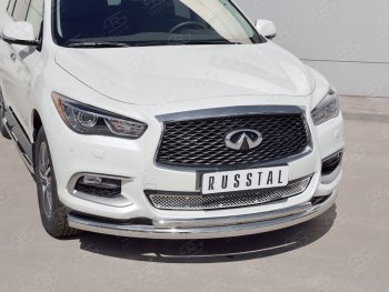 21 899 р. Защита заднего бампера (Ø76 и 42 мм, нержавейка) Russtal  INFINITI QX60  L50 (2016-2021) рестайлинг  с доставкой в г. Санкт‑Петербург. Увеличить фотографию 1