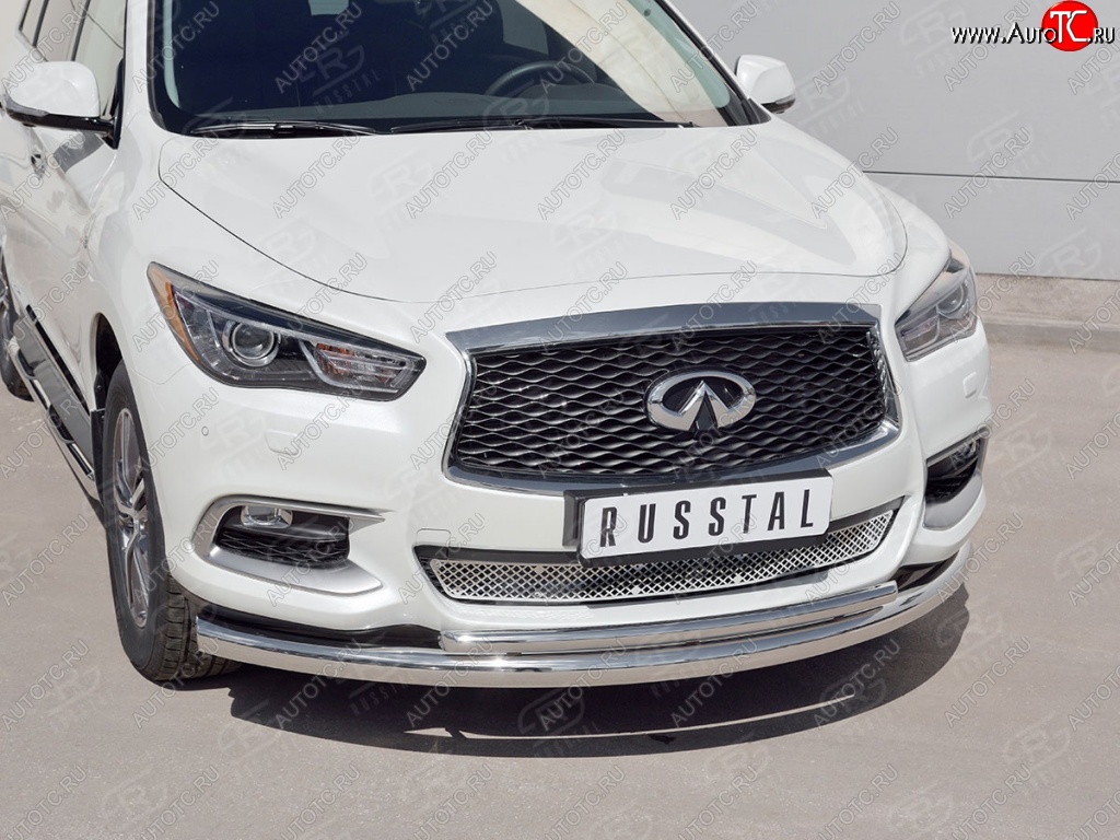 21 899 р. Защита заднего бампера (Ø76 и 42 мм, нержавейка) Russtal INFINITI QX60 L50 рестайлинг (2016-2021)  с доставкой в г. Санкт‑Петербург