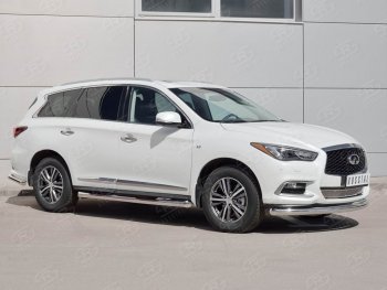 13 349 р. Защита переднего бампера (Ø76 мм, нержавейка) Russtal INFINITI QX60 L50 рестайлинг (2016-2021)  с доставкой в г. Санкт‑Петербург. Увеличить фотографию 1