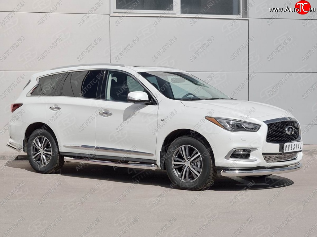 13 349 р. Защита переднего бампера (Ø76 мм, нержавейка) Russtal INFINITI QX60 L50 рестайлинг (2016-2021)  с доставкой в г. Санкт‑Петербург