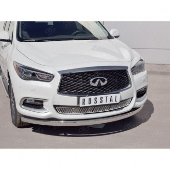 17 749 р. Защита переднего бампера (Ø75х42 мм, нержавейка) Russtal INFINITI QX60 L50 рестайлинг (2016-2021)  с доставкой в г. Санкт‑Петербург. Увеличить фотографию 2