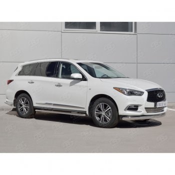 17 749 р. Защита переднего бампера (Ø75х42 мм, нержавейка) Russtal INFINITI QX60 L50 рестайлинг (2016-2021)  с доставкой в г. Санкт‑Петербург. Увеличить фотографию 3