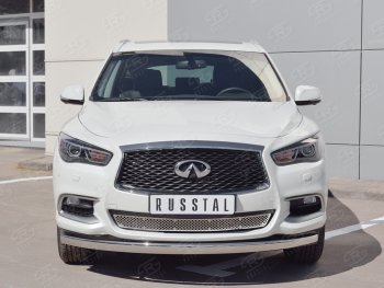 17 749 р. Защита переднего бампера (Ø75х42 мм, нержавейка) Russtal INFINITI QX60 L50 рестайлинг (2016-2021)  с доставкой в г. Санкт‑Петербург. Увеличить фотографию 1