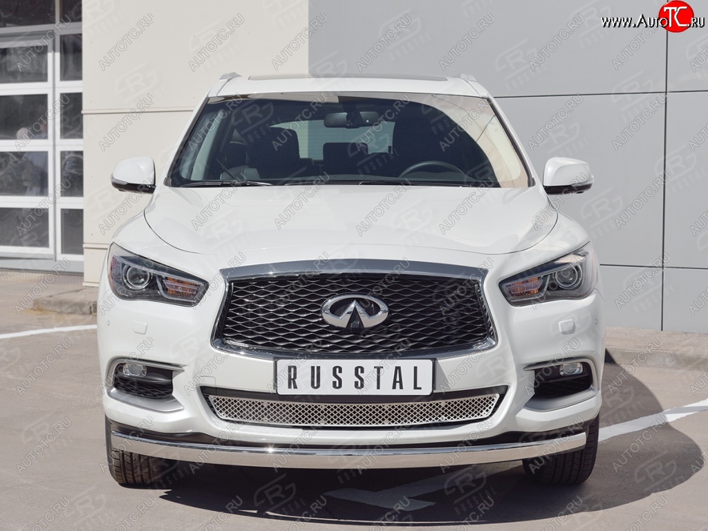 17 749 р. Защита переднего бампера (Ø75х42 мм, нержавейка) Russtal INFINITI QX60 L50 рестайлинг (2016-2021)  с доставкой в г. Санкт‑Петербург