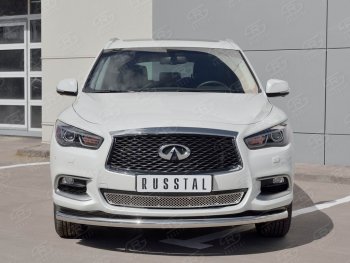 14 999 р. Защита заднего бампера (Ø63 мм, нержавейка) Russtal INFINITI QX60 L50 рестайлинг (2016-2021)  с доставкой в г. Санкт‑Петербург. Увеличить фотографию 2