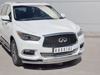 22 949 р. Защита переднего бампера (2 трубыØ63 и 75х42 мм, нержавейка) Russtal INFINITI QX60 L50 рестайлинг (2016-2021)  с доставкой в г. Санкт‑Петербург. Увеличить фотографию 2