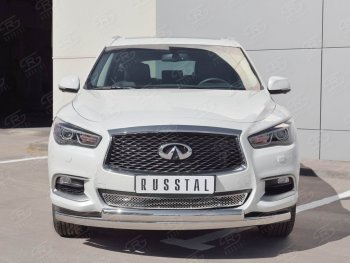 22 949 р. Защита переднего бампера (2 трубыØ63 и 75х42 мм, нержавейка) Russtal INFINITI QX60 L50 рестайлинг (2016-2021)  с доставкой в г. Санкт‑Петербург. Увеличить фотографию 3