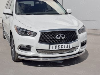 Защита заднего бампера (Ø63 мм, нержавейка) Russtal INFINITI QX60 L50 рестайлинг (2016-2021)