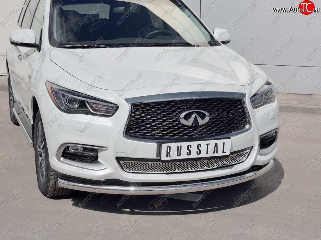 14 999 р. Защита заднего бампера (Ø63 мм, нержавейка) Russtal INFINITI QX60 L50 рестайлинг (2016-2021)  с доставкой в г. Санкт‑Петербург