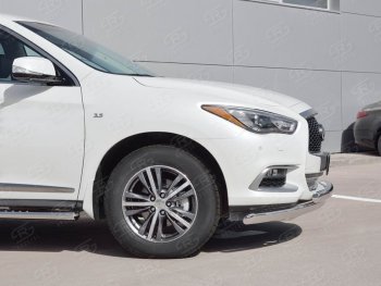 27 999 р. Защита переднего бампера (2 трубыØ75х42 мм, нержавейка) Russtal INFINITI QX60 L50 рестайлинг (2016-2021)  с доставкой в г. Санкт‑Петербург. Увеличить фотографию 3