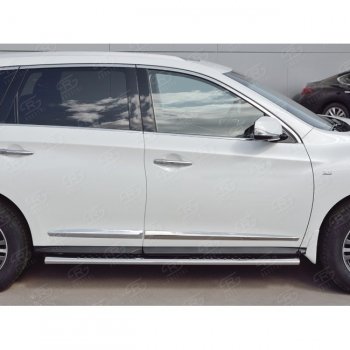 30 649 р. Порожки для ног (труба Ø75х42 овал с проступью) Russtal INFINITI QX60 L50 рестайлинг (2016-2021)  с доставкой в г. Санкт‑Петербург. Увеличить фотографию 1