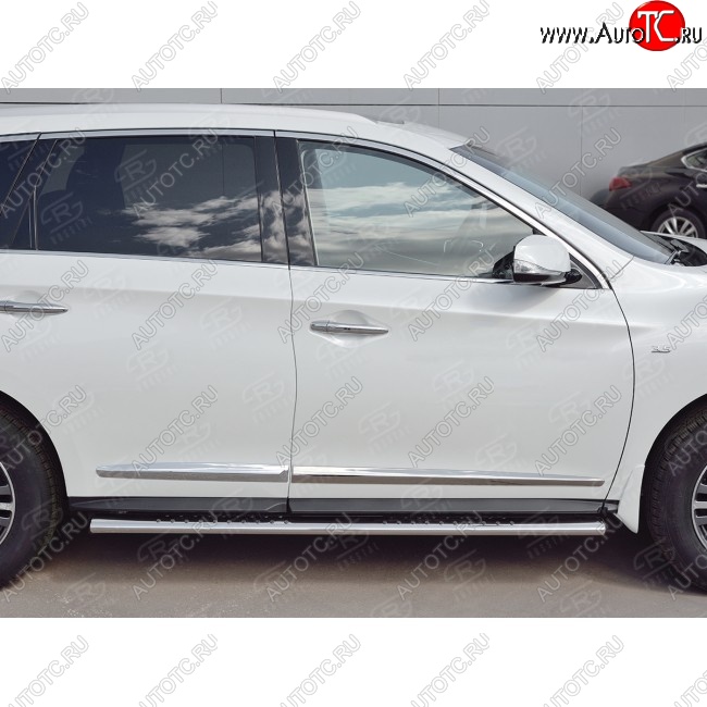 30 649 р. Порожки для ног (труба Ø75х42 овал с проступью) Russtal  INFINITI QX60  L50 (2016-2021) рестайлинг  с доставкой в г. Санкт‑Петербург