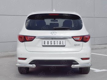 18 699 р. Защита заднего бампера (Ø76 мм уголки, нержавейка) Russtal INFINITI QX60 L50 рестайлинг (2016-2021)  с доставкой в г. Санкт‑Петербург. Увеличить фотографию 3