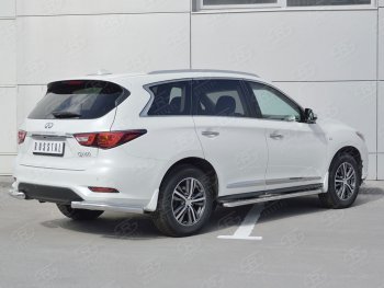 Защита заднего бампера (Ø76 мм уголки, нержавейка) Russtal INFINITI QX60 L50 рестайлинг (2016-2021)