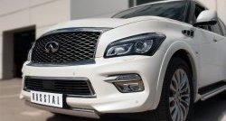 20 999 р. Защита переднего бампера (Ø75х42 мм, нержавейка) Russtal INFINITI QX80 Z62 1-ый рестайлинг (2014-2018)  с доставкой в г. Санкт‑Петербург. Увеличить фотографию 2