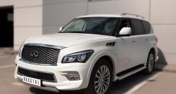 20 999 р. Защита переднего бампера (Ø75х42 мм, нержавейка) Russtal INFINITI QX80 Z62 1-ый рестайлинг (2014-2018)  с доставкой в г. Санкт‑Петербург. Увеличить фотографию 4