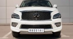 Защита переднего бампера (Ø75х42 мм, нержавейка) Russtal INFINITI QX80 (2014-2018)