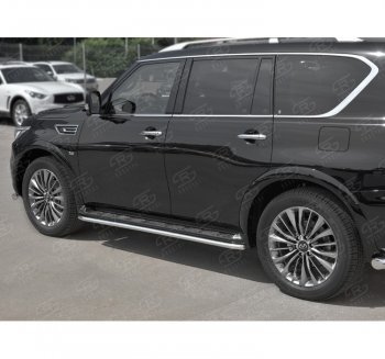 18 349 р. Защита порогов (Ø42 мм, нержавейка) SLITKOFF  INFINITI QX80  Z62 (2018-2024) 2-ой рестайлинг  с доставкой в г. Санкт‑Петербург. Увеличить фотографию 2