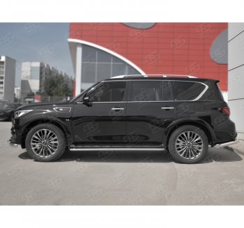 18 349 р. Защита порогов (Ø42 мм, нержавейка) SLITKOFF  INFINITI QX80  Z62 (2018-2024) 2-ой рестайлинг  с доставкой в г. Санкт‑Петербург. Увеличить фотографию 3