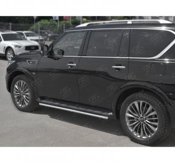 16 799 р. Защита порогов (Ø42 мм, нержавейка) SLITKOFF  INFINITI QX80  Z62 (2018-2024) 2-ой рестайлинг  с доставкой в г. Санкт‑Петербург. Увеличить фотографию 2