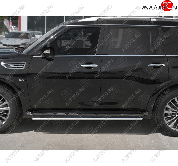 16 799 р. Защита порогов (Ø42 мм, нержавейка) SLITKOFF  INFINITI QX80  Z62 (2018-2024) 2-ой рестайлинг  с доставкой в г. Санкт‑Петербург