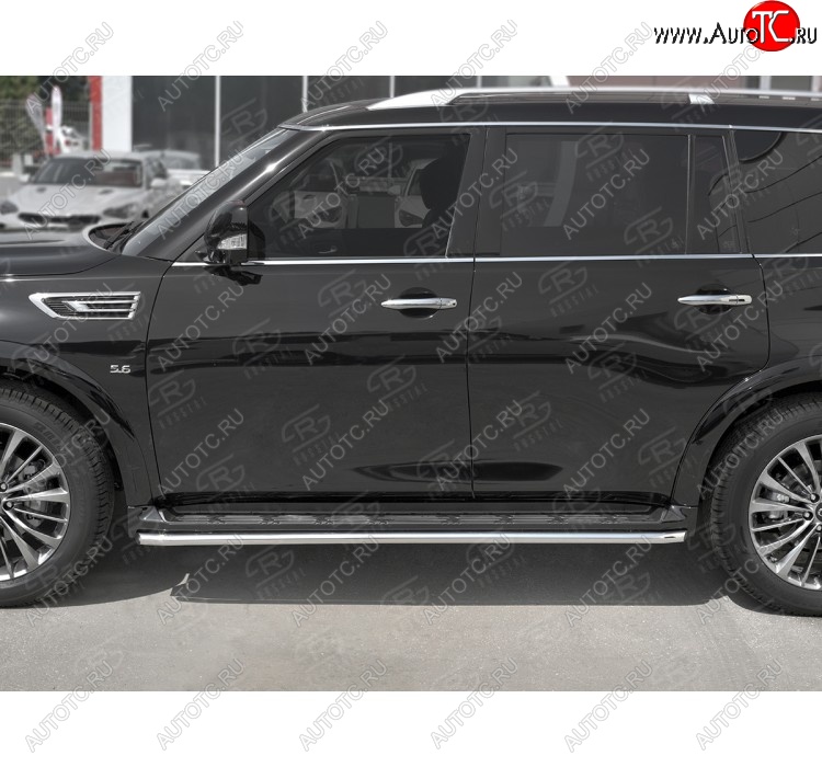 18 349 р. Защита порогов (Ø42 мм, нержавейка) SLITKOFF  INFINITI QX80  Z62 (2018-2024) 2-ой рестайлинг  с доставкой в г. Санкт‑Петербург