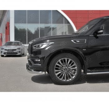 17 299 р. Защита переднего бампера (Ø76 мм, нержавейка) Russtal INFINITI QX80 Z62 2-ой рестайлинг (2018-2024)  с доставкой в г. Санкт‑Петербург. Увеличить фотографию 2