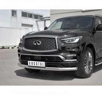 17 299 р. Защита переднего бампера (Ø76 мм, нержавейка) Russtal INFINITI QX80 Z62 2-ой рестайлинг (2018-2024)  с доставкой в г. Санкт‑Петербург. Увеличить фотографию 3