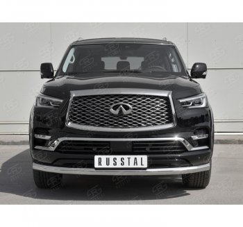 17 299 р. Защита переднего бампера (Ø76 мм, нержавейка) Russtal INFINITI QX80 Z62 2-ой рестайлинг (2018-2024)  с доставкой в г. Санкт‑Петербург. Увеличить фотографию 4