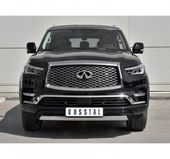 14 999 р. Защита переднего бампера (Ø75х42 мм, нержавейка) Russtal INFINITI QX80 Z62 2-ой рестайлинг (2018-2024)  с доставкой в г. Санкт‑Петербург. Увеличить фотографию 4