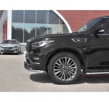 13 549 р. Защита переднего бампера (Ø63 мм, нержавейка) Russtal INFINITI QX80 Z62 2-ой рестайлинг (2018-2024)  с доставкой в г. Санкт‑Петербург. Увеличить фотографию 2