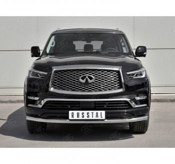 13 549 р. Защита переднего бампера (Ø63 мм, нержавейка) Russtal INFINITI QX80 Z62 2-ой рестайлинг (2018-2024)  с доставкой в г. Санкт‑Петербург. Увеличить фотографию 3