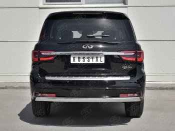 15 999 р. Защита заднего бампера (Ø75х42 мм, нержавейка) Russtal INFINITI QX80 Z62 2-ой рестайлинг (2018-2024)  с доставкой в г. Санкт‑Петербург. Увеличить фотографию 1