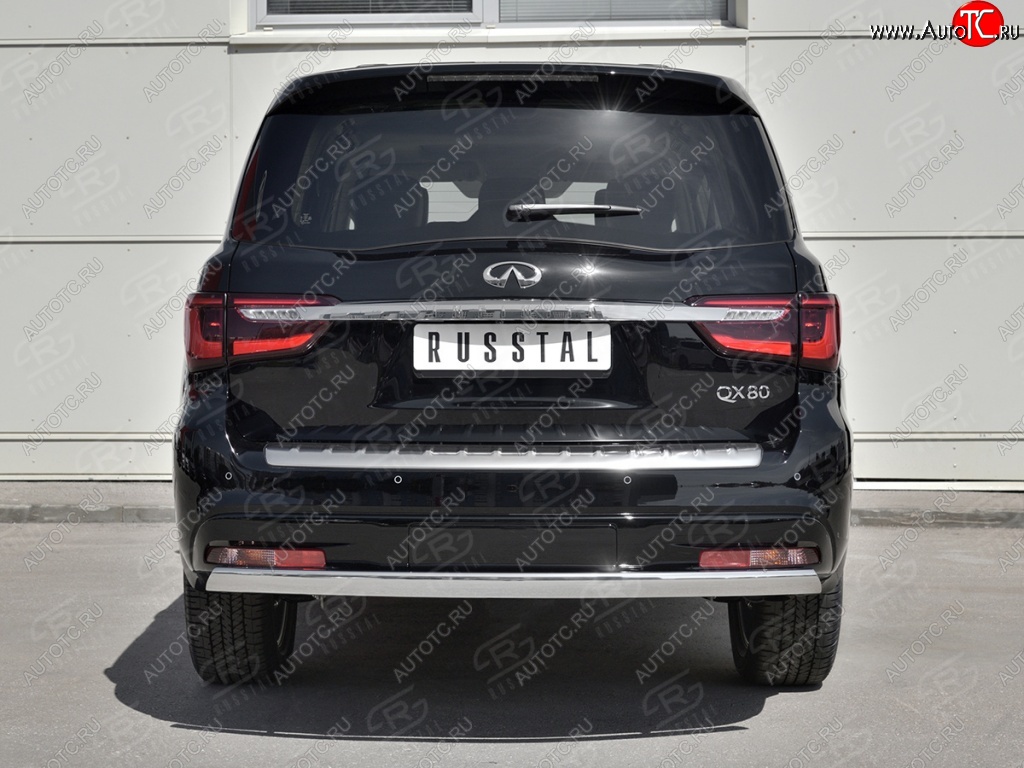 15 999 р. Защита заднего бампера (Ø75х42 мм, нержавейка) Russtal INFINITI QX80 Z62 2-ой рестайлинг (2018-2024)  с доставкой в г. Санкт‑Петербург