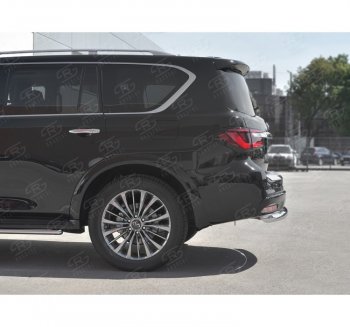 22 499 р. Защита заднего бампера (Ø76 мм, нержавейка) SLITKOFF INFINITI QX80 Z62 2-ой рестайлинг (2018-2024)  с доставкой в г. Санкт‑Петербург. Увеличить фотографию 2