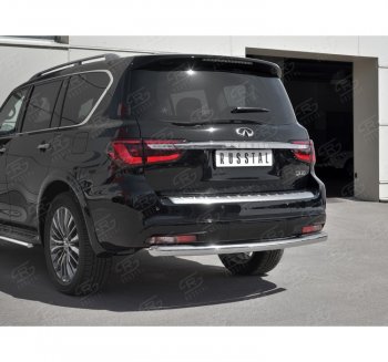 22 499 р. Защита заднего бампера (Ø76 мм, нержавейка) SLITKOFF INFINITI QX80 Z62 2-ой рестайлинг (2018-2024)  с доставкой в г. Санкт‑Петербург. Увеличить фотографию 3