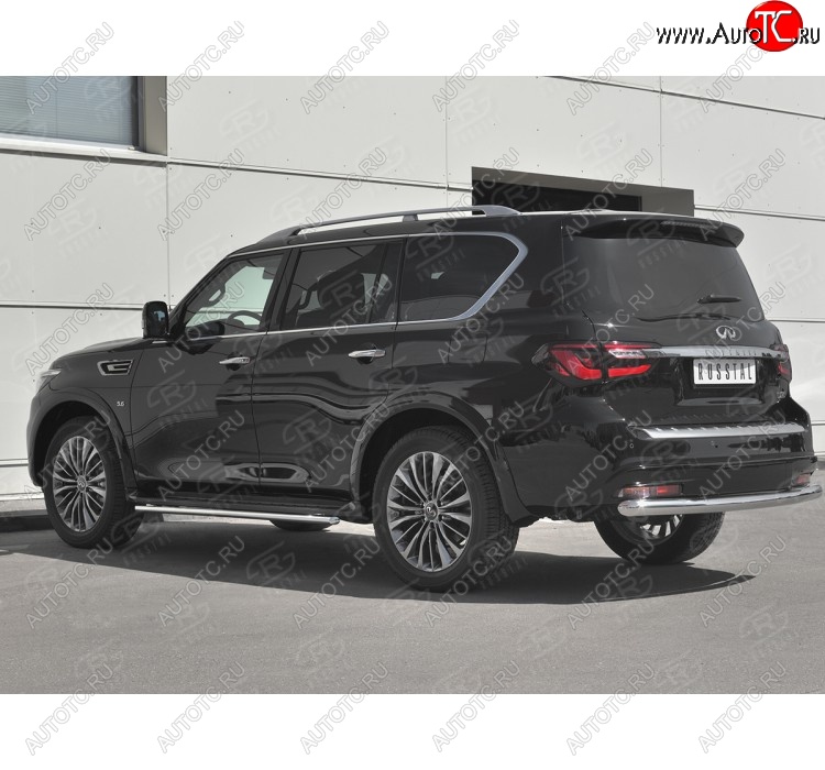 22 499 р. Защита заднего бампера (Ø76 мм, нержавейка) SLITKOFF INFINITI QX80 Z62 2-ой рестайлинг (2018-2024)  с доставкой в г. Санкт‑Петербург