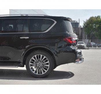 23 899 р. Защита заднего бампера (2 трубы Ø76 и 42 мм, нержавейка) SLITKOFF INFINITI QX80 Z62 2-ой рестайлинг (2018-2024)  с доставкой в г. Санкт‑Петербург. Увеличить фотографию 2