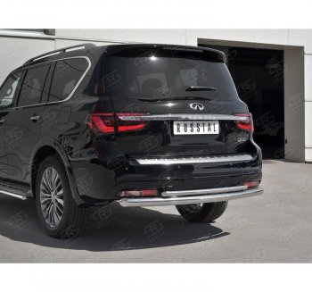 23 899 р. Защита заднего бампера (2 трубы Ø76 и 42 мм, нержавейка) SLITKOFF INFINITI QX80 Z62 2-ой рестайлинг (2018-2024)  с доставкой в г. Санкт‑Петербург. Увеличить фотографию 3