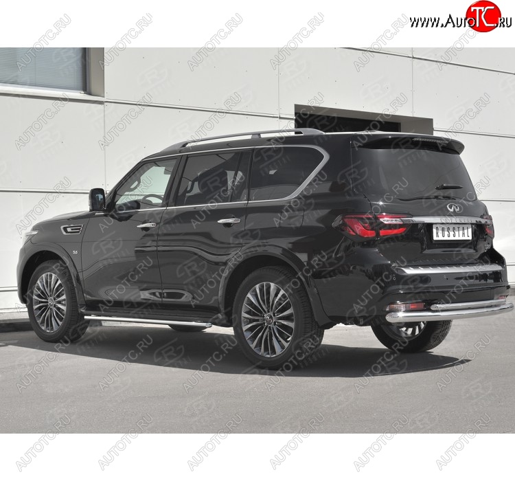 23 899 р. Защита заднего бампера (2 трубы Ø76 и 42 мм, нержавейка) SLITKOFF INFINITI QX80 Z62 2-ой рестайлинг (2018-2024)  с доставкой в г. Санкт‑Петербург