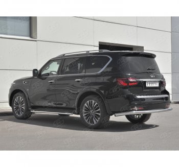 Защита заднего бампера (Ø76 мм, нержавейка) Russtal INFINITI QX80 Z62 2-ой рестайлинг (2018-2024)