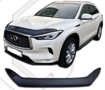 2 799 р. Дефлектор капота CA-Plastiс  INFINITI Qx50 (2018-2024) (Classic черный, Без надписи)  с доставкой в г. Санкт‑Петербург. Увеличить фотографию 1