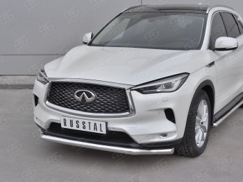 Защита переднего бампера (Ø42 мм волна, нержавейка) INFINITI Qx50 (2018-2024)