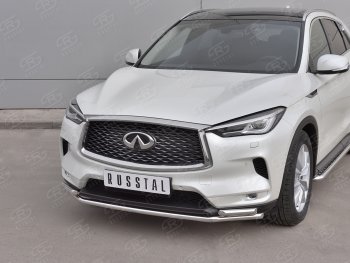 9 999 р. Защита переднего бампера (2 трубы Ø42 мм, нержавейка) Russtal INFINITI Qx50 J55 (2017-2022)  с доставкой в г. Санкт‑Петербург. Увеличить фотографию 2