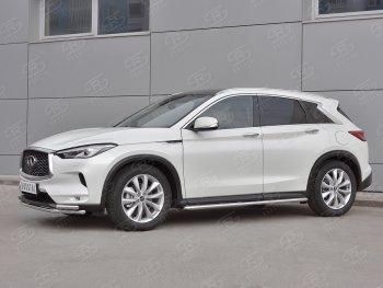 9 999 р. Защита переднего бампера (2 трубы Ø42 мм, нержавейка) Russtal INFINITI Qx50 J55 (2017-2022)  с доставкой в г. Санкт‑Петербург. Увеличить фотографию 3