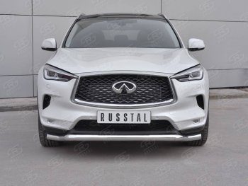 9 649 р. Защита переднего бампера Russtal (Ø63 мм волна, нержавейка) INFINITI Qx50 J55 (2017-2022)  с доставкой в г. Санкт‑Петербург. Увеличить фотографию 1